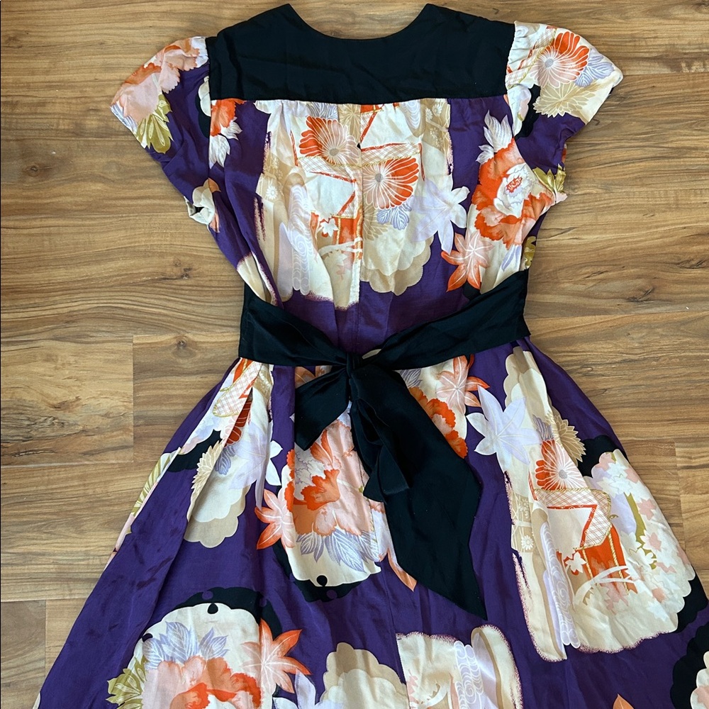Corey Lynn Calter Anthropologie Vintage Silk Floral Empire Waist Dress A-Line 4 - Picture 6 of 12